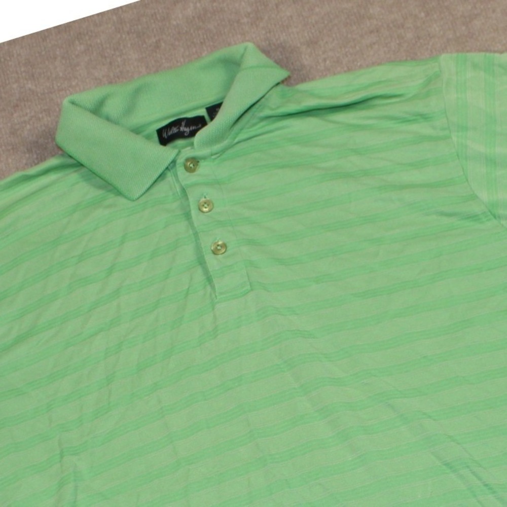 Walter Hagen Mens Green Striped Short Sleeve Golf Polo Shirt Size M RN 91870